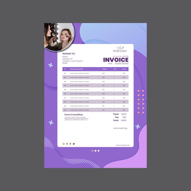 Free Vector Beauty salon invoice print template