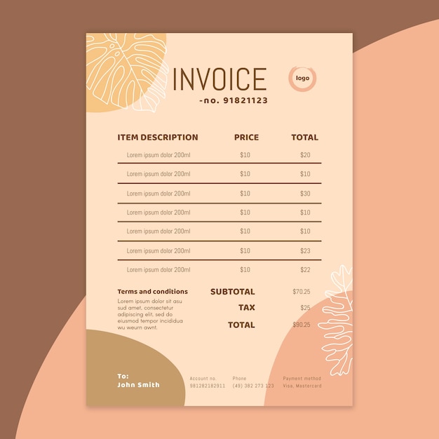 Free Vector Beauty salon invoice template