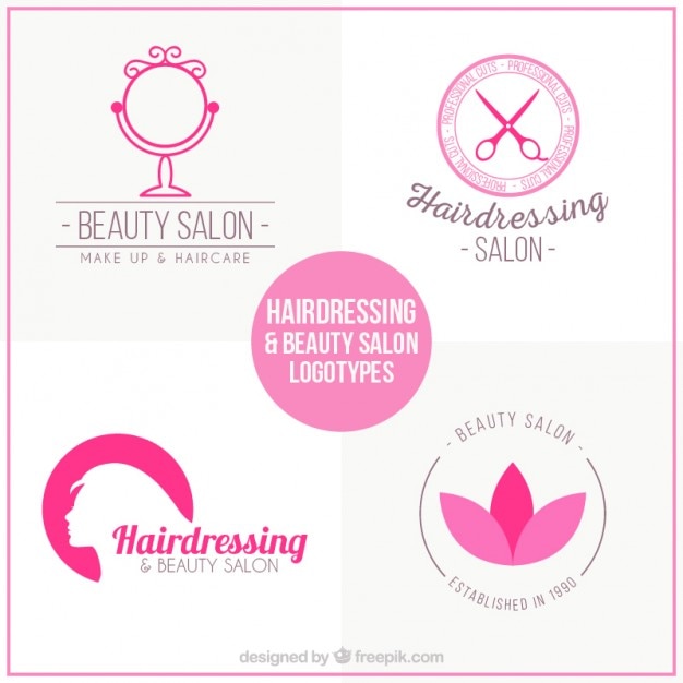 Beauty salon logos in pink color