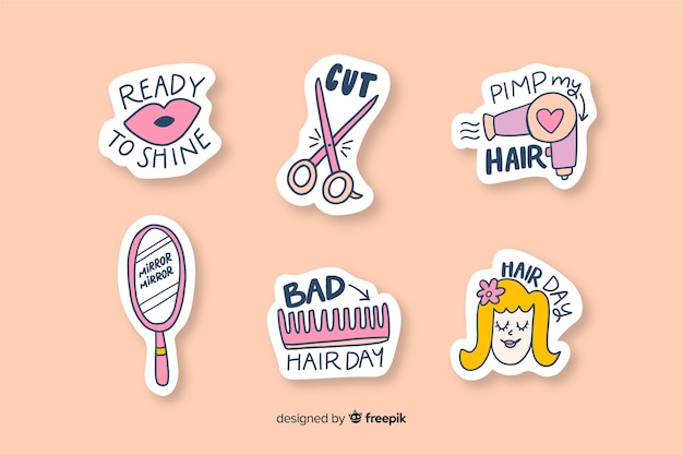 Beauty salon stickers to decorate photos Vector Free 