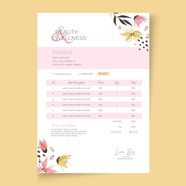 Free Vector Beauty saloon invoice template