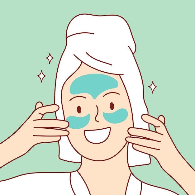 Premium Vector | Beauty and skincare. girl with mask on face. healthy ...