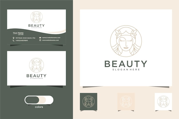 Premium Vector Beauty Woman Hair Salon Line Art Style Logo Design And Business Card