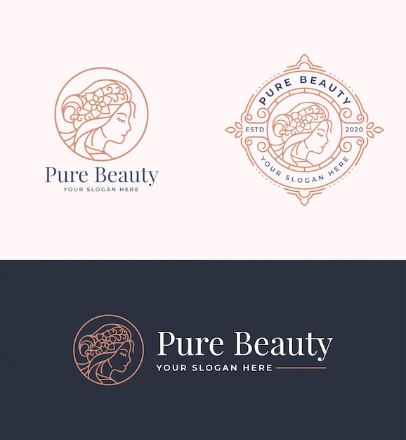 Download Free Beauty Woman Logo Design With Circle Badge Premium Vector Use our free logo maker to create a logo and build your brand. Put your logo on business cards, promotional products, or your website for brand visibility.