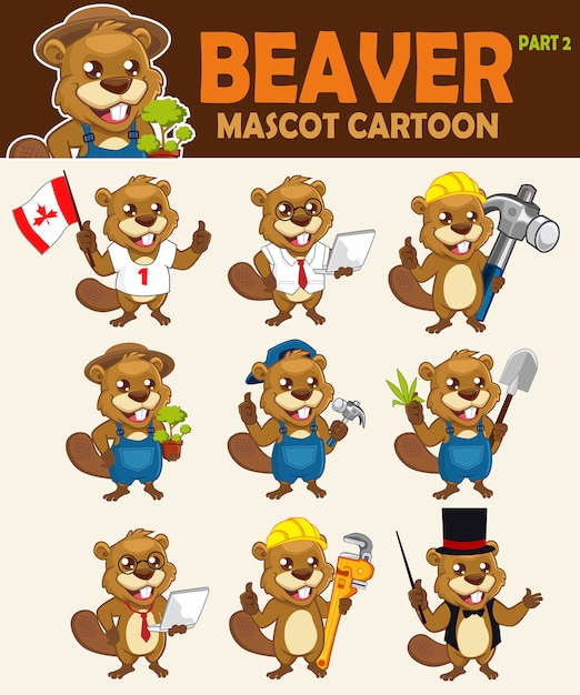 Premium Vector | Beaver Cute Mascot Cartoon