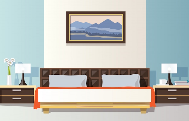 Bedroom flat illustration Free Vector