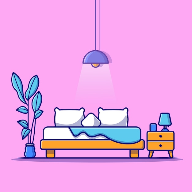 Free Vector Bedroom Illustration 6712