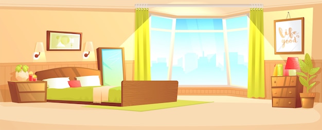 Bedroom Indoor Interior Banner Concept Cozy Hotel Room For