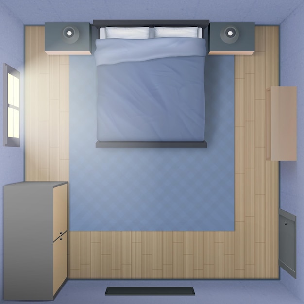 Free Vector | Bedroom interior, top view