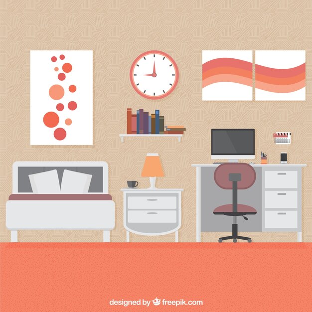 Bedroom interior Vector | Premium Download