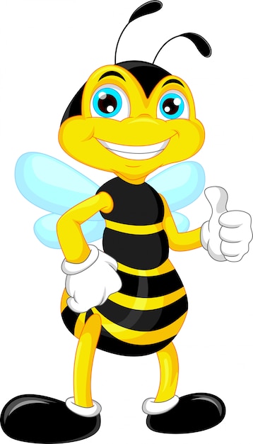 Premium Vector | Bee cartoon thumb up