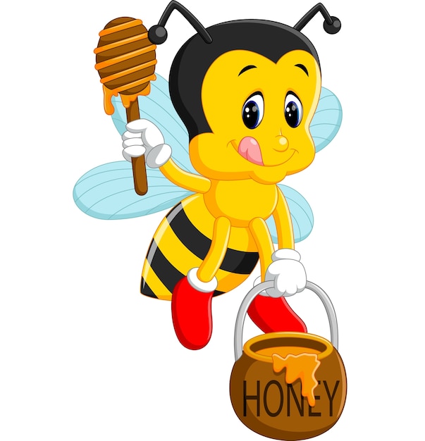 Premium Vector | Bee holding honey