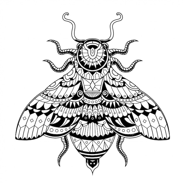 Download Bee illustration, mandala zentangle and tshirt design ...