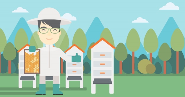 Premium Vector Bee Keeper At Apiary Premium Vector Bee Keeper At Apiary