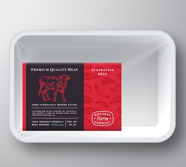 Download Premium Vector Beef Plastic Tray Container Packaging Mockup