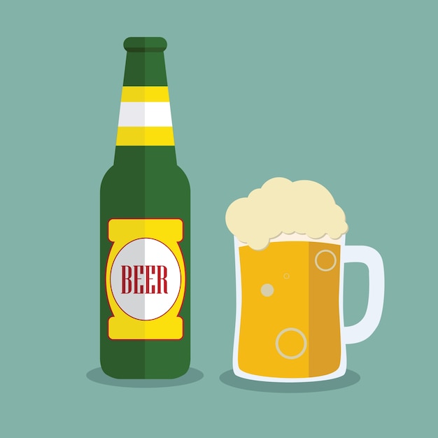 Download Beer bottle and mug with label isolated on background ...
