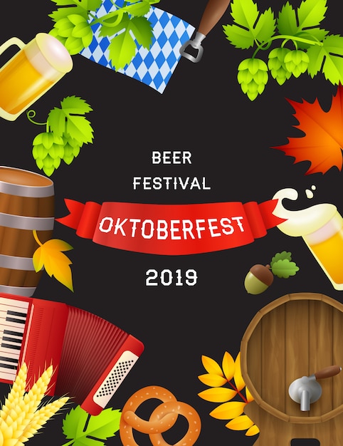 Free Vector | Beer festival oktoberfest poster with fest symbols