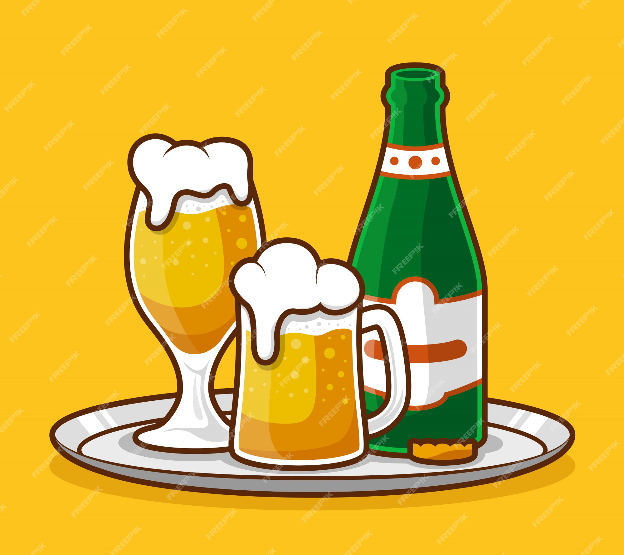 Premium Vector | Beer glass and bottle flat design