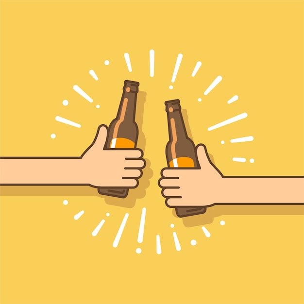 Premium Vector Beer Party Two Hands Holding The Beer Bottles Vector Illustration In Flat Style 7692