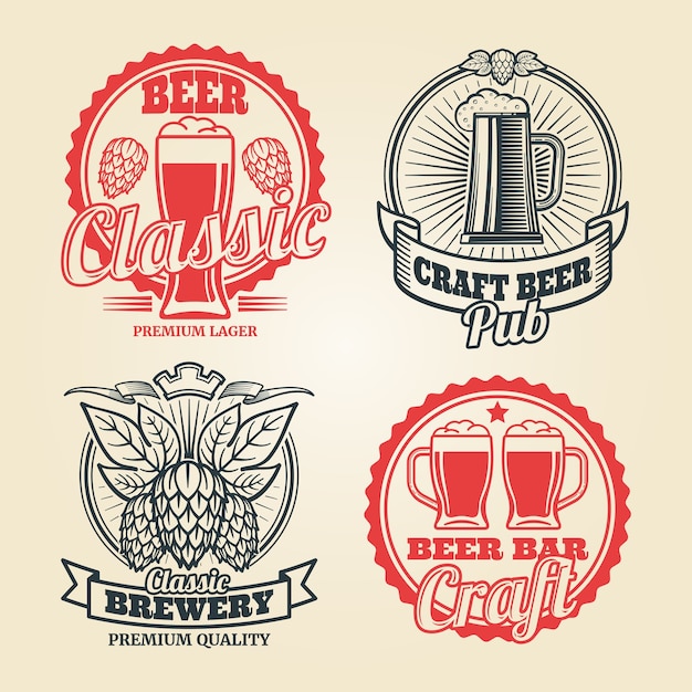 Download Free Beer And Pub Vintage Label Set Premium Vector Use our free logo maker to create a logo and build your brand. Put your logo on business cards, promotional products, or your website for brand visibility.