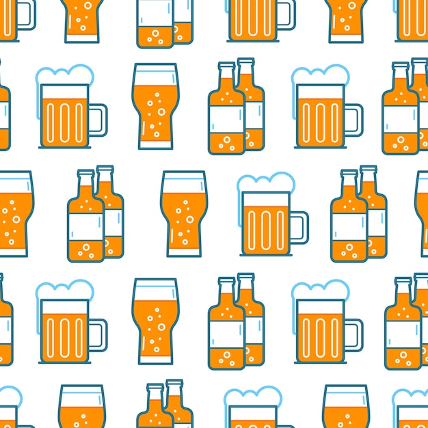 Premium Vector | Beer seamless pattern. vector illustration