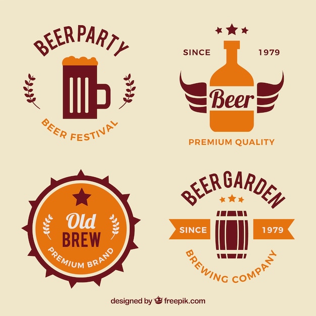 Free Vector Beer stickers in vintage style