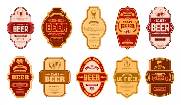 Download Premium Vector | Beer vintage labels. retro beers brewery badges, alcohol craft vintage lager ...
