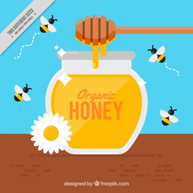 Bees Around Honey Jar Background 