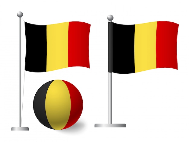 Download Belgium flag on pole and ball icon | Premium Vector