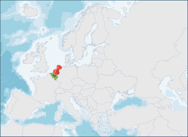 ヨーロッパ地図上のベルギーの場所 プレミアムベクター