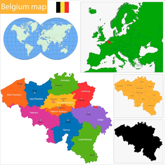 ベルギーの地図 プレミアムベクター
