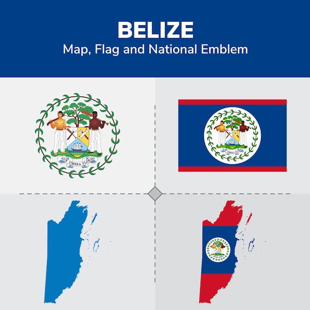 Belize Map Flag And National Emblem Premium Vector   Belize Map Flag National Emblem 2239 142 