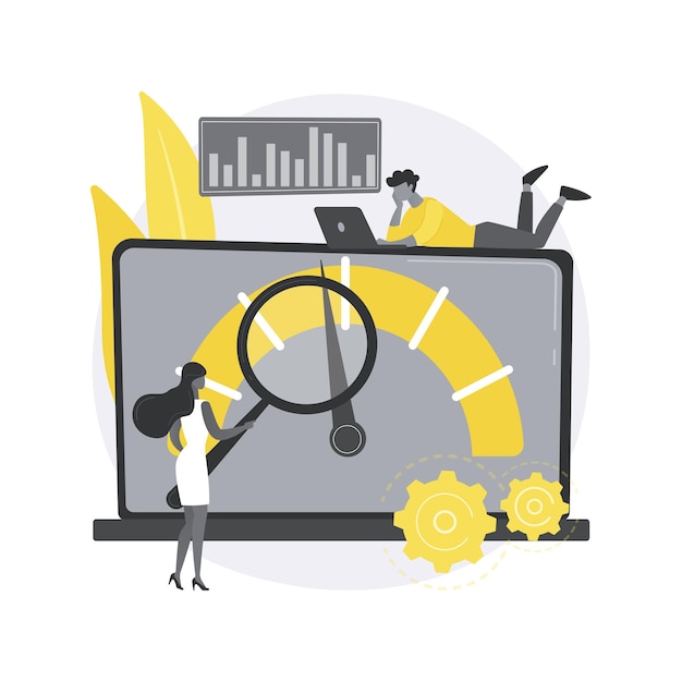 Benchmark testing. benchmarking software, product performance indicator, load testing, performance characteristics, competitive products test. Free Vector