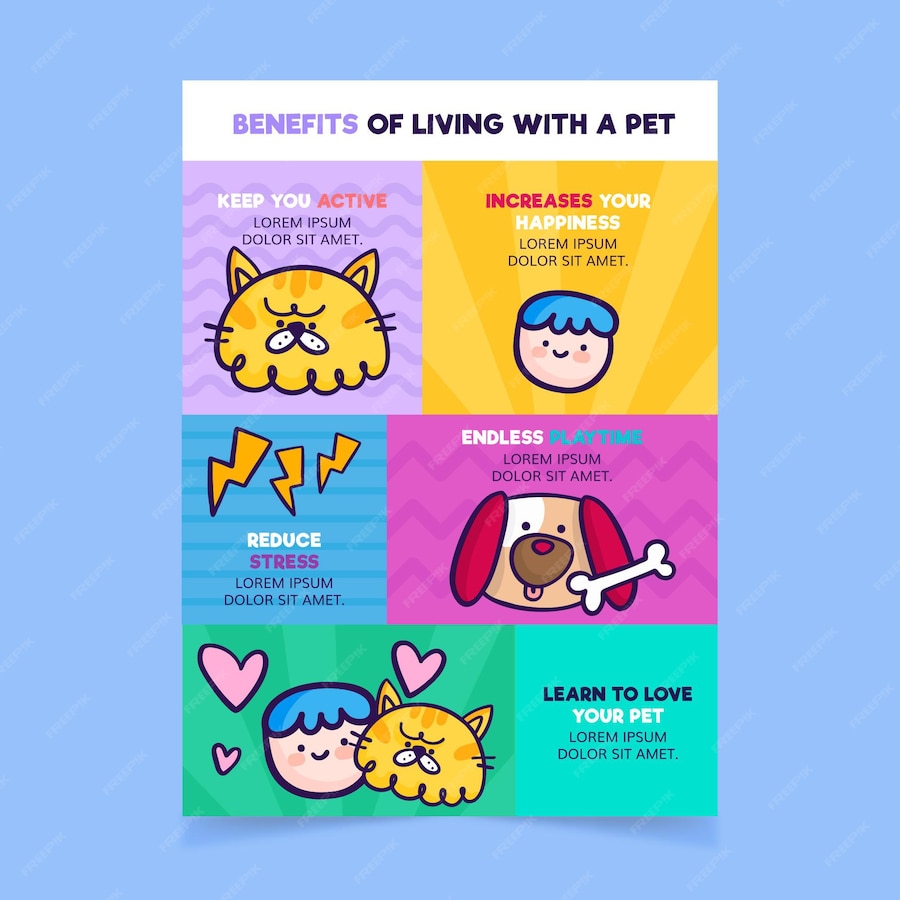 Free Vector | Benefits of living with a pet template