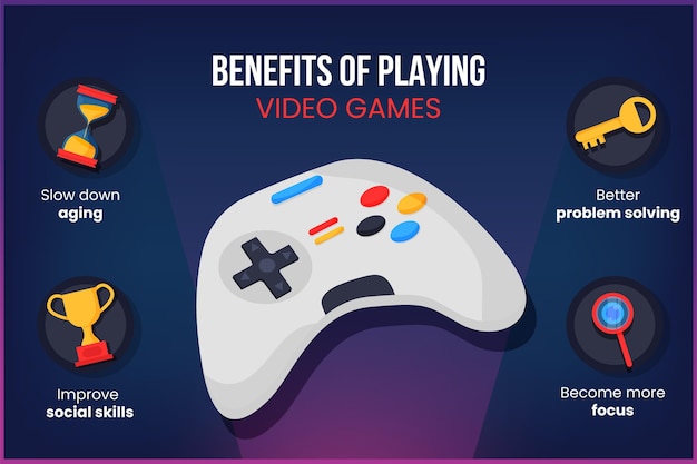 Benefits Of Playing Videogames | Free Vector