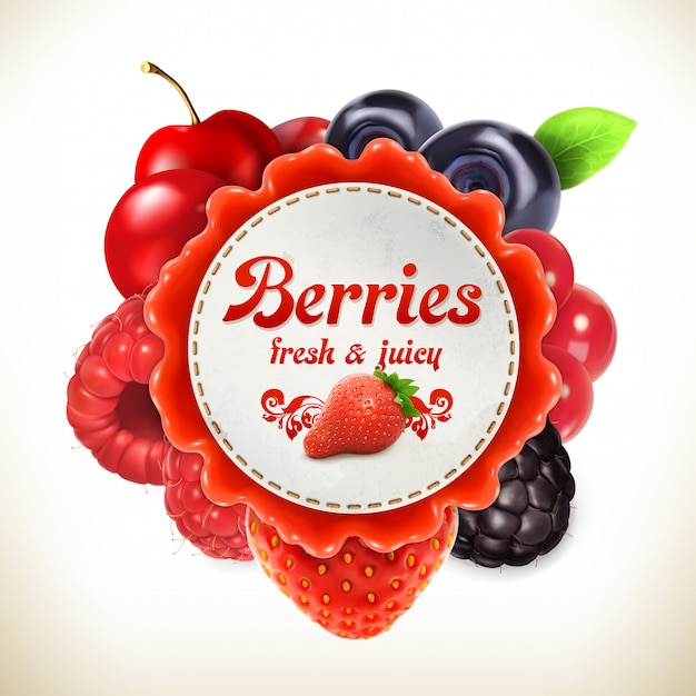 Berries,  label Premium Vector