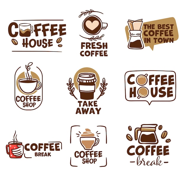 Premium Vector | Best coffee in town, cafe or shop emblems and ...