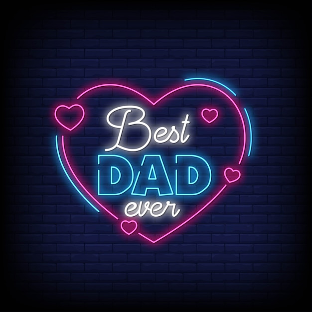Download Best dad ever for poster in neon style | Premium Vector