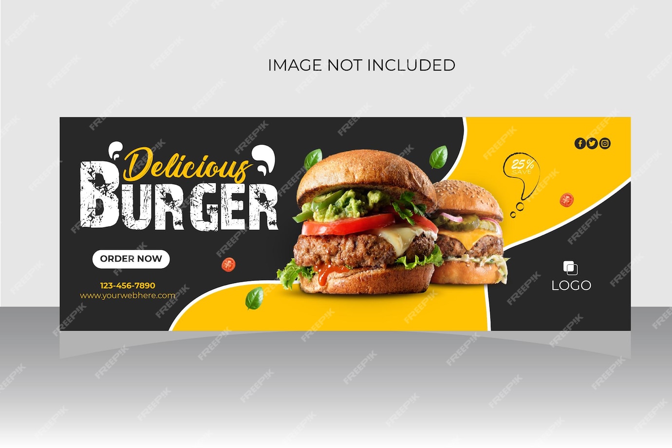 Premium Vector | Best facebook cover food template design