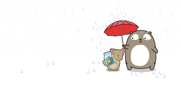 Download Best friend characters with umbrella | Premium Vector