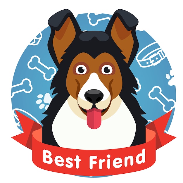 Download Free Vector | Best friend symbol. dog pet face with red ribbon