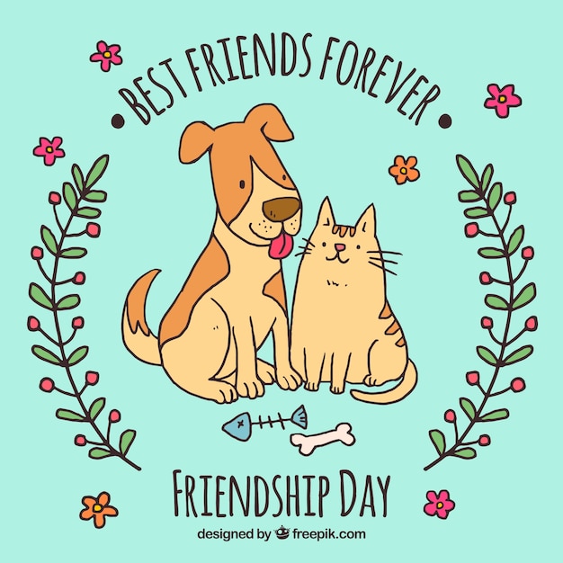 Free Vector | Best friends forever background pets design