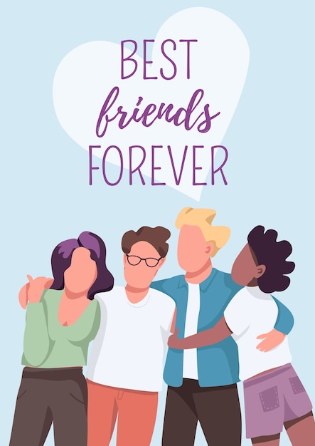 Premium Vector Best Friends Forever Poster Template Friendship And Unity Group Dynamic Brochure Booklet One Page With Cartoon Characters Multicultural Community Flyer Leaflet