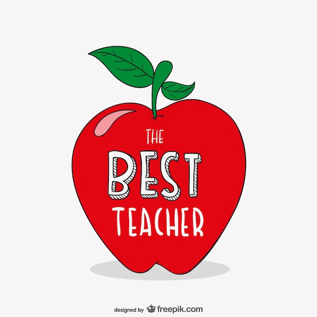 Download Free Vector | Best teacher typography with apple