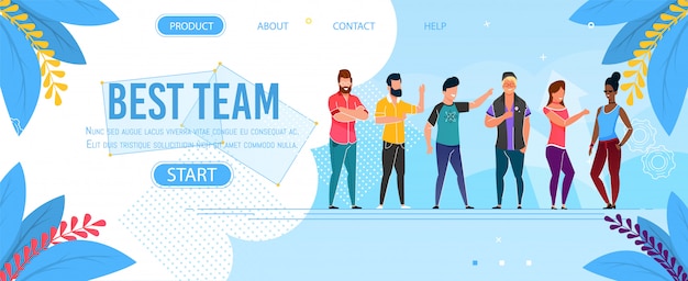 Best team character landing page presentation Premium Vector