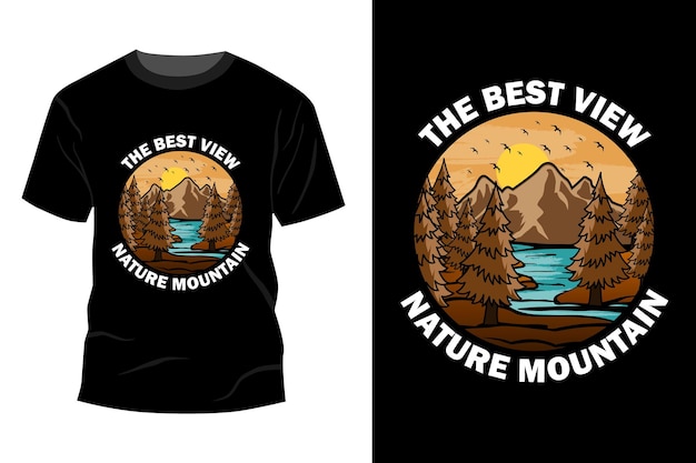Premium Vector | The best view nature mountain t-shirt mockup design ...