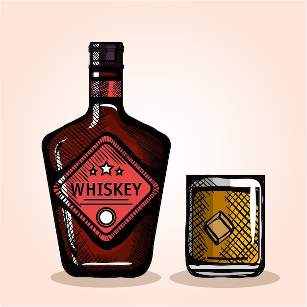 Premium Vector | Best whiskey bottles and cups vector illustration design