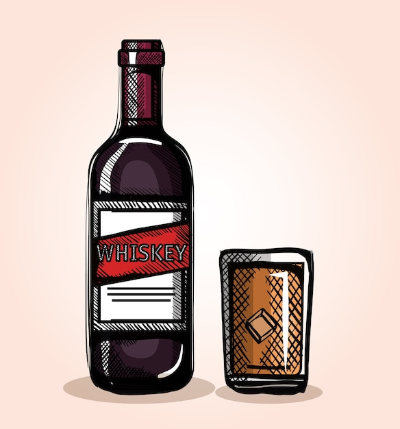 Premium Vector | Best whiskey bottles and cups vector illustration design