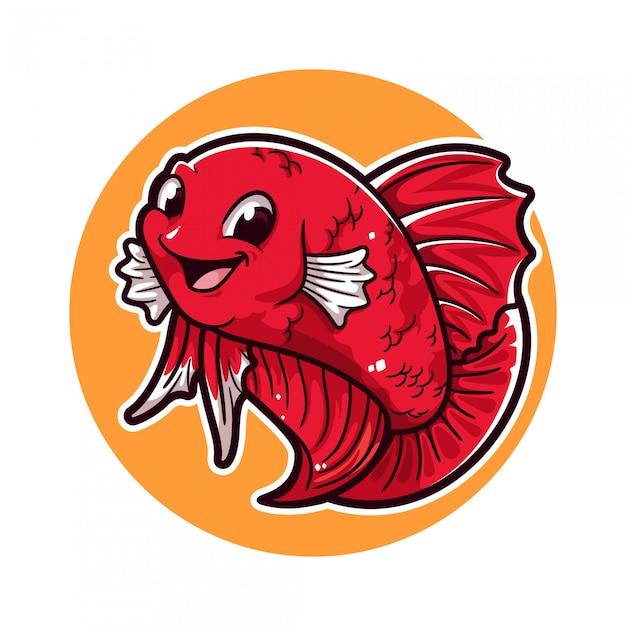 Download Betta fish cartoon logo | Premium Vector