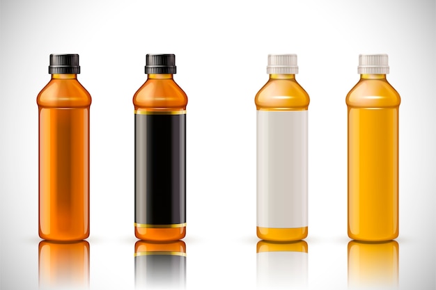 Download Premium Vector Beverage Bottle Mockup With Blank Label In 3d Illustration On White Background